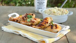 Lime-Cilantro Grilled Chicken Drumsticks with Honey-Lime Drizzle