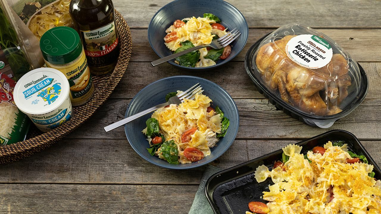 sheetpanpastabakewrotisseriechickenandspinach