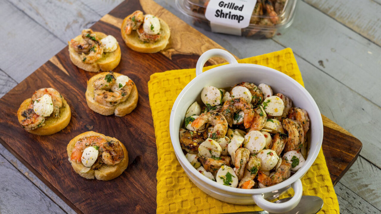 marinatedmozzarellawithgrilledshrimp