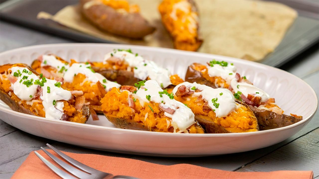 Loaded Cheesy Sweet Potato Skins Stew Leonards