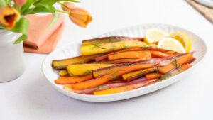 Steamed Rainbow Carrots with Lemon and Dill