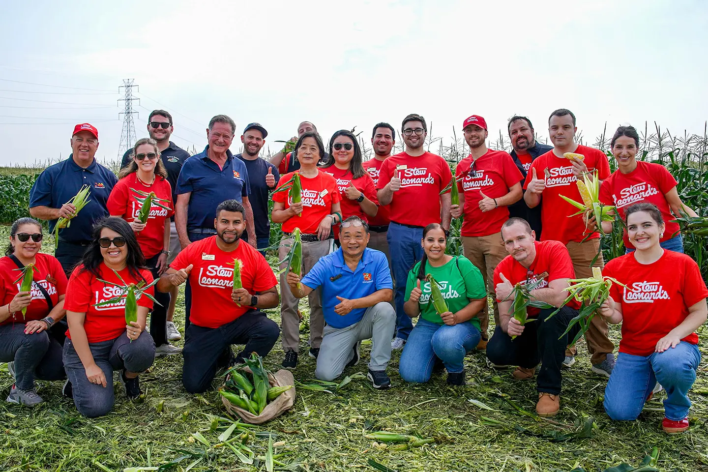 Stew's produce team visiting the corn farm.